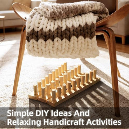 ARTACE 62" Chunky Blanket Loom, Extra Large Wooden Loom for Chunky Throw Blanket, Adjustable Size Hand Knitting Kit, Ideal and Friendly for DIY Beginners - size: 62inch