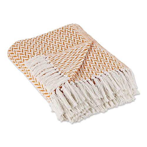 DII Zig Zag Throw Collection Modern Woven Cotton, 50x60, Pumpkin Spice - color: Pumpkin Spice, size: 50x60"