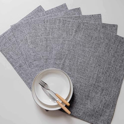 Home Brilliant Linen Placemats Set of 8 Heat Resistant Washable Placemats for Parties Buffet Dinner, 13 x 19 inches, Ash Grey - color: Ash Grey, size: Placemats 13" x 19", Set of 8