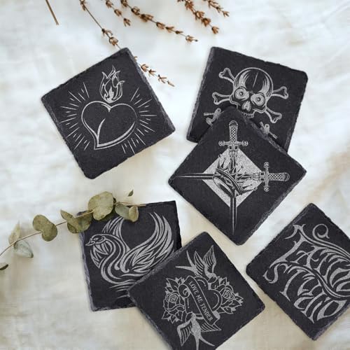 68 Pcs 4 Inch Square Black Slate Coasters Bulk for Laser Engraving | Natural Slate Stone Coasters, Laser Engraving Blanks, Anti-scratch Bottom, DIY Craft, Office Bar Home Dinner Table Decor - size: 68 Square Coasters