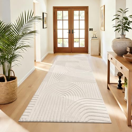 Pauwer 3x6 Area Rugs for Living Room, Modern Non Slip Washable Rug, Beige | Arch Pattern, Soft Fluffy, Neutral, Boho Accent, Solid Color Floor Carpet, For Kids Room Dining Room Nursery Entryway - color: Beige, size: 3'x6'