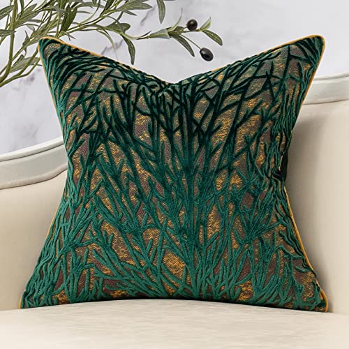 Green Twigs Throw Pillow Cover Branches Velvet Cushion Case Neutral Pillowcase for Sofa Couch Bedroom Living Room Home Decor,18x18 Inch - color: Green, size: 18" x 18" (Pack of 1)