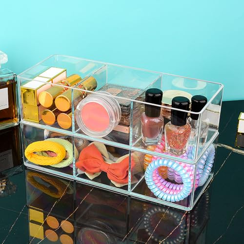 JessLab Acrylic Organizers, Bathroom Organizer for Drawer, Cosmetic Display Cases for Vanity, Countertop, Desk, Kitchen, and Makeup Storage, 3-Section - style: 3 Compartment
