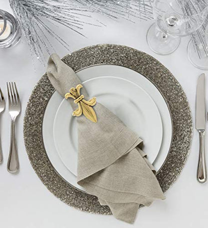 Gold Napkin Rings Set of 6 - Elegant Metal Gold Napkin Holder Ring Bands, Fancy Table Centerpiece Napkin Rings for Holiday Family Dinner, Birthday Party, Wedding Decorations - Fleur de Lis - style: Gold - Fleur De Lis