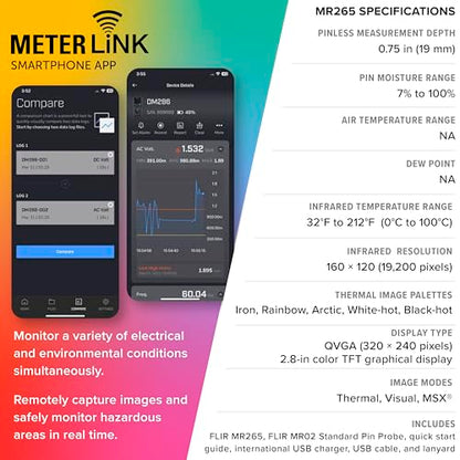 FLIR MR265 Moisture Meter and Thermal Imager with MSX | 160x120 thermal sensor, MSX, pinless sensor, laser pointer, single-file documentation, 9Hz - style: MR265