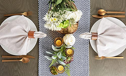 DII Woven Basics Collection 100% Cotton Knit Table Runner, 15x108, French Blue - color: French Blue, size: 15x108"