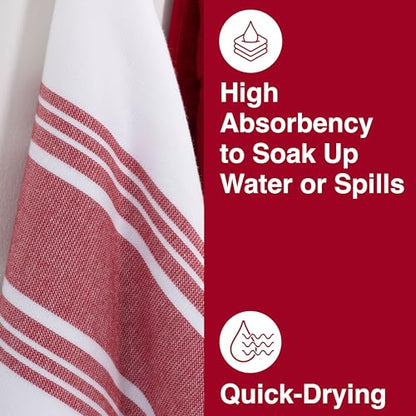 All-Clad Dual-Purpose Kitchen Towels: Highly Absorbent - 100% Cotton, 17"x30" Dish Towels for Cleaning & Drying Dishes & Glassware, 3-Pack, Chili - color: Chili