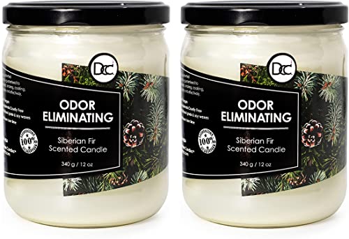 Siberian Fir Two Pack Odor Eliminating Highly Fragranced Candle - Eliminates 95% of Pet, Smoke, Food, and Other Smells Quickly - Up to 80 Hour Burn time - 12 Ounce Premium Soy Blend - color: Siberian Fir Twin Pack