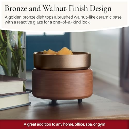 Candle Warmers ETC 2-in-1 Candle and Fragrance Warmer for Warming Scented Candles or Wax Melts and Tarts with to Freshen Room, Pewter Walnut - style: Pewter Walnut