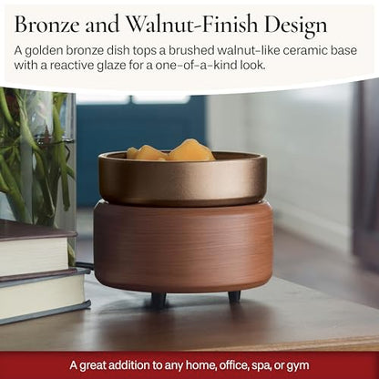 Candle Warmers ETC 2-in-1 Candle and Fragrance Warmer for Warming Scented Candles or Wax Melts and Tarts with to Freshen Room, Pewter Walnut - style: Pewter Walnut
