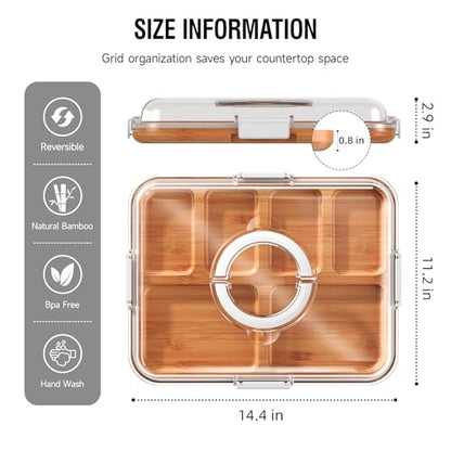 Portable Charcuterie Boards with Lid, Cheese, Veggie & Snack Tray | Clear Lid Keeps Food Fresh, Travel Portable Board for Kitchen, Picnic and Party, House Warming Gifts New Home - color: 6 Compartments White