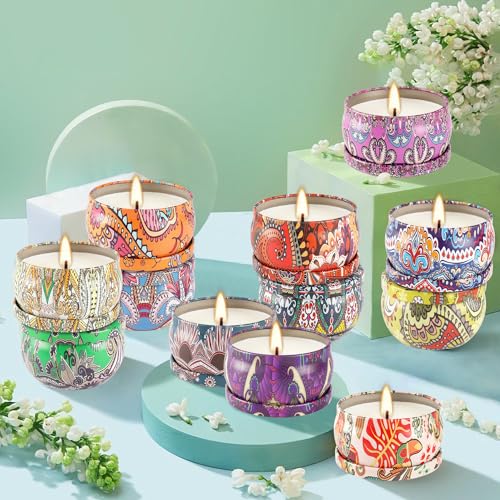 Scented Candle Gifts Set 36 Pack Soy Wax Travel Tin Jar Candles for Home 2.5 OZ Scented Candles for Mom for Christmas, Birthday, Thanksgiving, Mother's Day. - color: 36Brown-Classical style