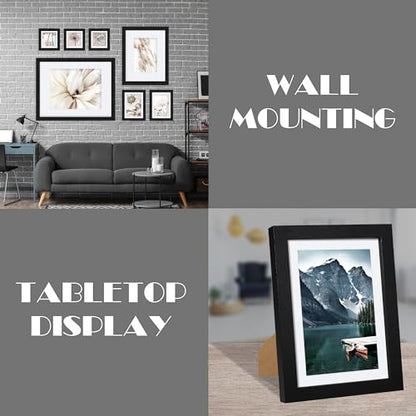 Hongkee 5x7 Black Picture Frames set of 3, Made of Wooden and Glass Photo frame - Displays Picture 4x6 with Mat or 5 x 7 without Mat, Desktop & Wall Collage Frame set - color: Black, size: 5x7 in