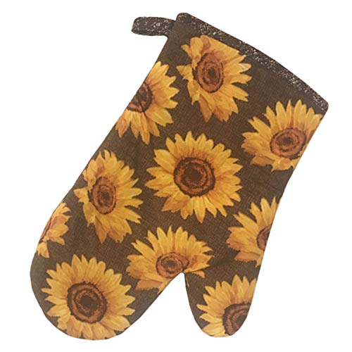 Golden Sunflower Kitchen Towel 5 Piece Linen Set 2 Towels 2 Pot Holders 1 Oven Mitt - color: Sunflower