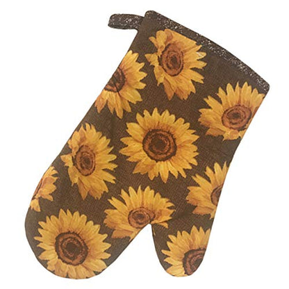 Golden Sunflower Kitchen Towel 5 Piece Linen Set 2 Towels 2 Pot Holders 1 Oven Mitt - color: Sunflower