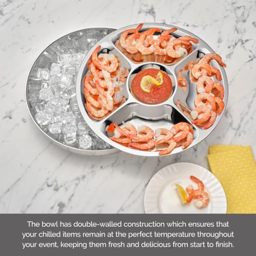 Mikasa Luxe 2-Piece Stainless Steel Chip and Dip Bowl Set, 14.25-Inch Serving Bowl with Coordinating Dip Bowl, Rust-Resistant, Dishwasher Safe, Elegant Entertaining Serveware
