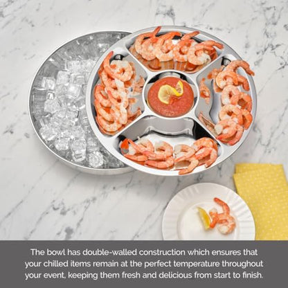Mikasa Luxe 2-Piece Stainless Steel Chip and Dip Bowl Set, 14.25-Inch Serving Bowl with Coordinating Dip Bowl, Rust-Resistant, Dishwasher Safe, Elegant Entertaining Serveware