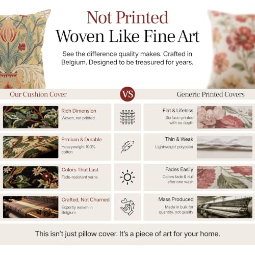William Morris The Tulip Tapestry Throw Pillow Cover 18 x 18 in - color: Red Tulip