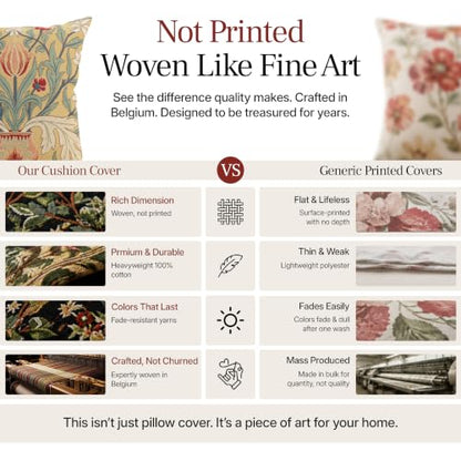 William Morris The Tulip Tapestry Throw Pillow Cover 18 x 18 in - color: Red Tulip