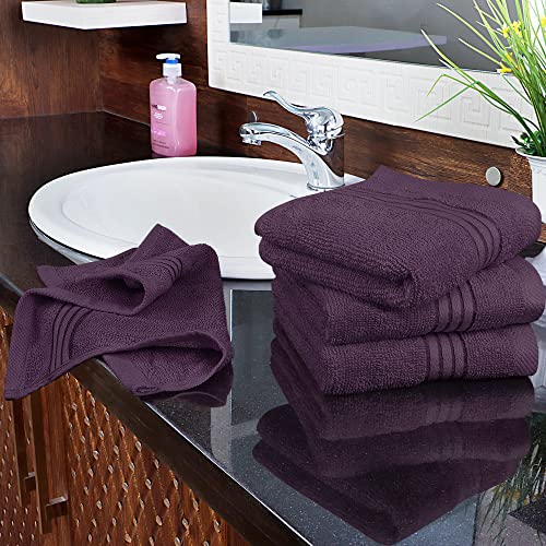 Utopia Towels 12 Pack Premium Wash Cloths, 12x12 in, 100% Cotton, Plum | Highly Absorbent Soft Feel Lightweight Washcloths - Premium Ring Spun Cotton, Ideal for Bathroom, Spa, Gym & Face - color: Plum