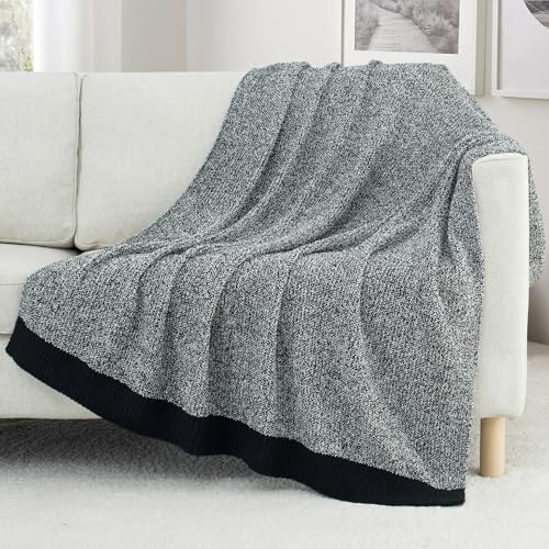 Carriediosa Heather Throw Blanket 60x80, 400GSM Ultra Soft Microfiber | Black, Fuzzy Fluffy Cozy Plush Knit Knitted Throws, Lightweight Cute Preppy Fall Blankets for Couch, Bed - color: Heather - Black, size: 60" X 80"