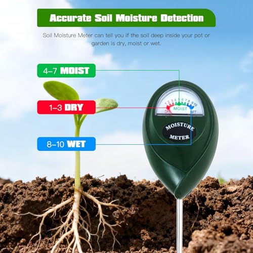2 Pack Green Soil Moisture Sensor Meter Water Monitor Compatible for Plants/Garden Care/Farm/Indoor/Outdoor Use, Easy to Read Levels