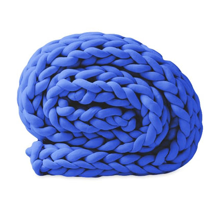 Chunky Knit Blanket (50X60 Inches) Warm Soft Cozy for Lounge Sofa & Bedroom Handmade Knitted Yarn Throw Blanket (Blue, 1) - color: Blue