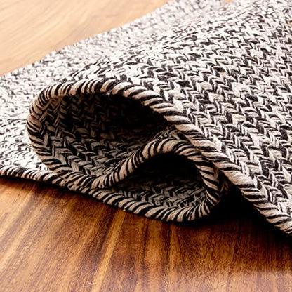 Super Area Rugs Farmhouse Braided Rug Cotton Kitchen Reversible Carpet, Black & White, 2' X 3' Rectangle - color: Black & White, size: 2' x 3' (Rectangular)