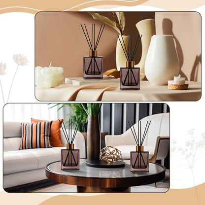 6 Pack Perfume Reed Diffuser Bottle,Empty Square Essential Oil Bottles Glass Jar with Black Sticks for DIY Fragrance Replacement Diffuser Sets (200ml/6.8 oz, Brown Color) - color: Brown ( 6.8 Oz )