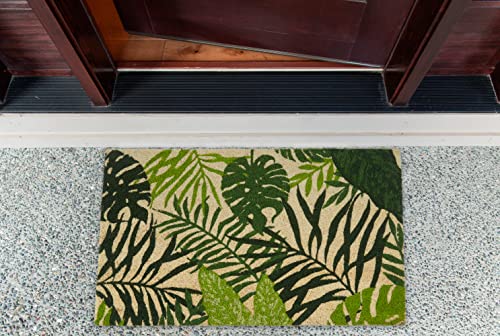 DII Floral Design Collection Natural Coir Doormat, 17x29, Tropical Fronds