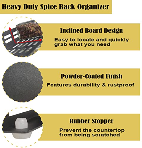 4 Tier Countertop Spice Rack Organizer for Kitchen Cabinet Pantry or Wall Mount, Matte Black (Jars Not Included) - size: 4 Tier Without Jars