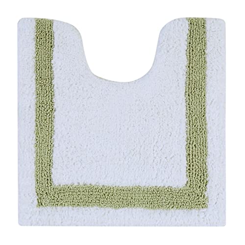 Better Trends Toilet Rugs U Shaped 100% Cotton 20" x 20" Bath Mats, White & Sage Contour Bath Mat - Tufted, Reversible & Absorbent & Machine Washable Bath Mats, Hotel Collection - color: White & Sage, size: 1'8" x 1'8" (1'8" x 1'8" (U-Shape))