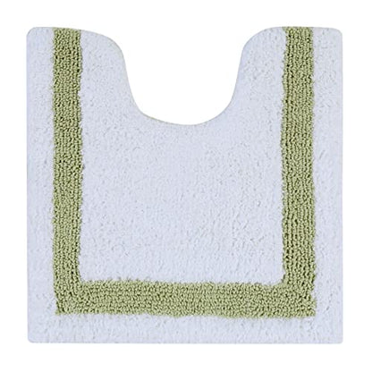 Better Trends Toilet Rugs U Shaped 100% Cotton 20" x 20" Bath Mats, White & Sage Contour Bath Mat - Tufted, Reversible & Absorbent & Machine Washable Bath Mats, Hotel Collection - color: White & Sage, size: 1'8" x 1'8" (1'8" x 1'8" (U-Shape))