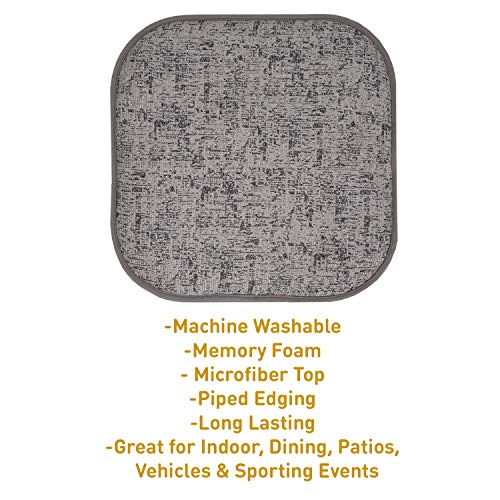 Sweet Home Collection Chair Cushion Memory Foam Pads Honeycomb Pattern Slip Non Skid Rubber Back Rounded Square 16" x 16" Seat Cover, 4 Pack, Broadway Gray/Black - color: Broadway Gray/Black, size: 4 Pack