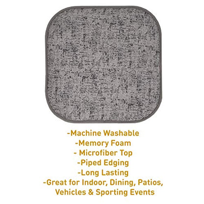 Sweet Home Collection Chair Cushion Memory Foam Pads Honeycomb Pattern Slip Non Skid Rubber Back Rounded Square 16" x 16" Seat Cover, 4 Pack, Broadway Gray/Black - color: Broadway Gray/Black, size: 4 Pack