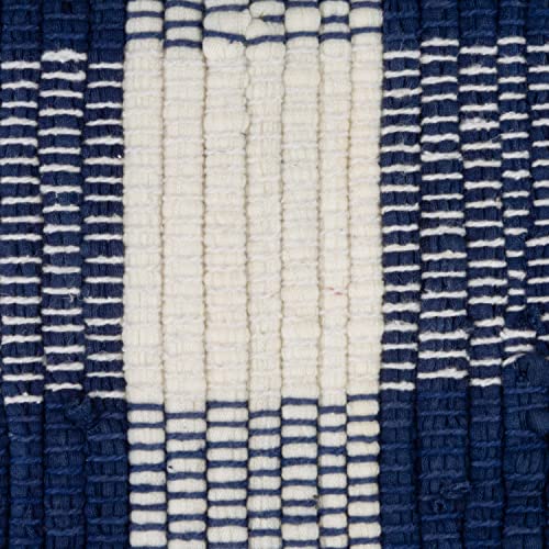 DII Buffalo Check Rug Collection, Hand Dyed Reversible Chindi Rug, 26x40, Navy/Cream - color: Navy/Cream, size: 2'2" x 3'4" (Rectangular)
