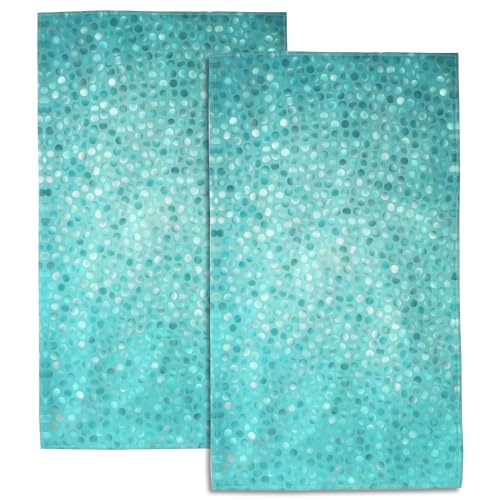 Blue Bubble Circles 2 Pack Hand Towels for Bathroom, Highly Absorbent Soft Hanging Kitchen Dish Towel Spa Gym Towels for Home Decor & Gift Idea,14"X28" - color: Blue Bubble Circles