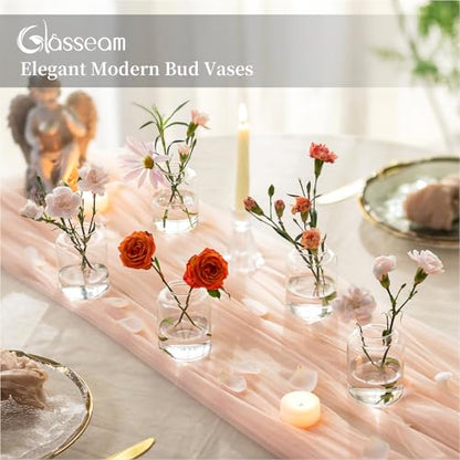 Glasseam Bud vases Set of 12: Glass Vases for Centerpieces Modern Small Vases for Home Table Shelf Wedding Party Decoration - Clear Vase for Flowers Stem Roses Tuilps Cuttings - size: 12Pcs