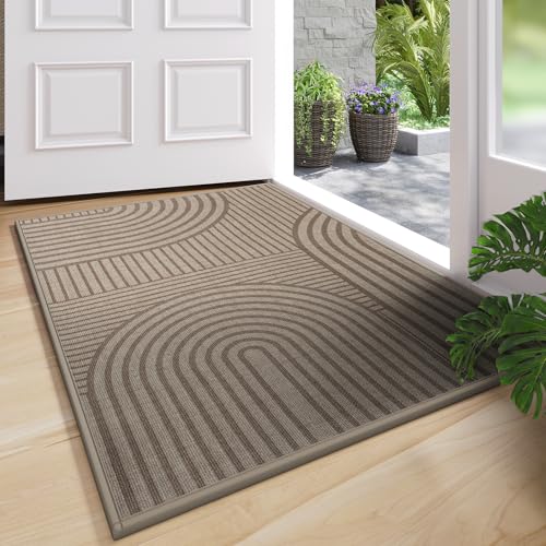 Door Mat Indoor Entrance Front Entry Mats,31''x47'',Brown | Absorbent Dirt Resist Non Slip Indoor Low-Profile Welcome Mats Doormat for Kitchen,Hallway,Laundry Room - color: A Mountain Brown, size: 31'' x 47''