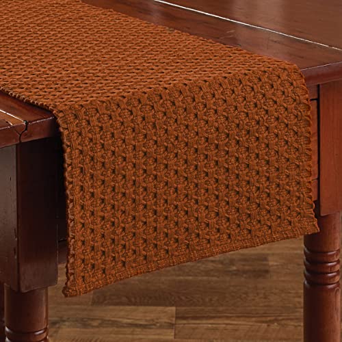 Park Designs Chadwick Table Runner, Terracotta Braided | 13" x 36" | Hand-Loomed Yarn | Honeycomb Weave | Farmhouse Table Decor - color: Terracotta