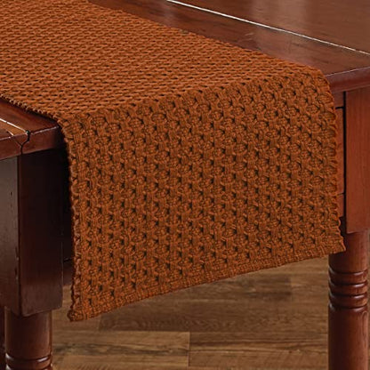 Park Designs Chadwick Table Runner, Terracotta Braided | 13" x 36" | Hand-Loomed Yarn | Honeycomb Weave | Farmhouse Table Decor - color: Terracotta