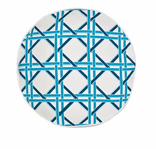 Greendale Home Fashions Turquoise Cane 15-inch Round Cotton Canvas Throw Pillow, 15"x15" - color: Turquoise Cane
