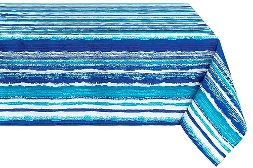 Indoor Outdoor Tabletop for Spring Summer Decorations, Picnics and Dinner Parties - Stain and Water Resistant, Crayon Art (Ocean), Tablecloth, 60 x 120 Rectangle - color: Crayon Art (Ocean), size: 120" x 60" (Rectangular)