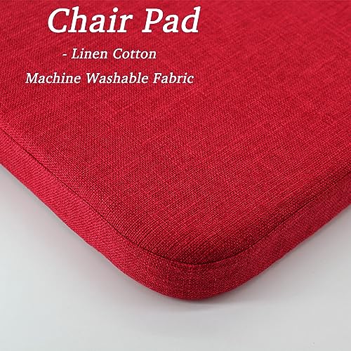 Dining Room Chair Cushions with Ties - Thick Memory Foam Indoor Seat pad,Dining Room Cushion with Machine Washable Cover [15 X 15 X 2 Inches] -(Red,4)