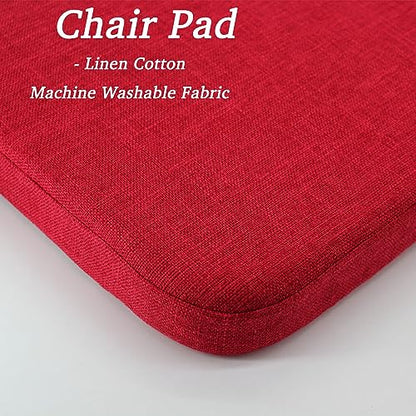Dining Room Chair Cushions with Ties - Thick Memory Foam Indoor Seat pad,Dining Room Cushion with Machine Washable Cover [15 X 15 X 2 Inches] -(Red,4)
