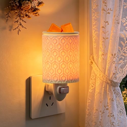 Plug in Wax Melt Warmer for Scented Wax,Ceramic Plug in Wax Warmer,Electric Cube Melter for Scents and Fragrance,Candle Melter Plug in Wall for Home, Office and Spa（Lozenge White Porcelain） - color: 4-lozenge White Porcelain