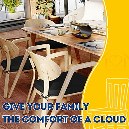 AAAAAcessories D-Shaped Chair Cushions, 2" Thick Dining Chair Pads with Ties and Removable, Machine-Washable Cover, 17" x 16", Set of 2, Black - color: Black, size: 2 Count(Pack of 1)
