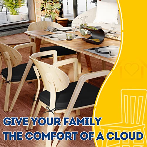 AAAAAcessories D-Shaped Chair Cushions, 2" Thick Dining Chair Pads with Ties and Removable, Machine-Washable Cover, 17" x 16", Set of 6, Black - color: Black, size: 6 Count(Pack of 1)