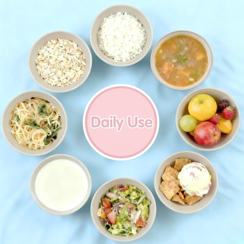 Quatish 14 PCS Cereal Bowls，Plastic bowls,Wheat Straw Soup Bowl, Beige | Unbreakable,Dishwasher & Microwave Safe, Easy-to-Clean,Lightweight,Portable,for Camping Salad Kitchen & Picnics,Snack,Small - color: Beige