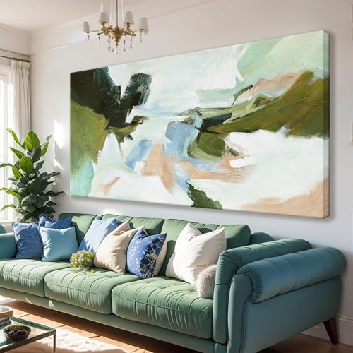 Suconvng Canvas Art Wall Decor Abstract Blue Painting Colorful Home Wall Decor Living Room Modern 24"X 48"Abstract Art Prints Artwork For Bedroom Multicolor - color: green color, size: 48"L x 24"W